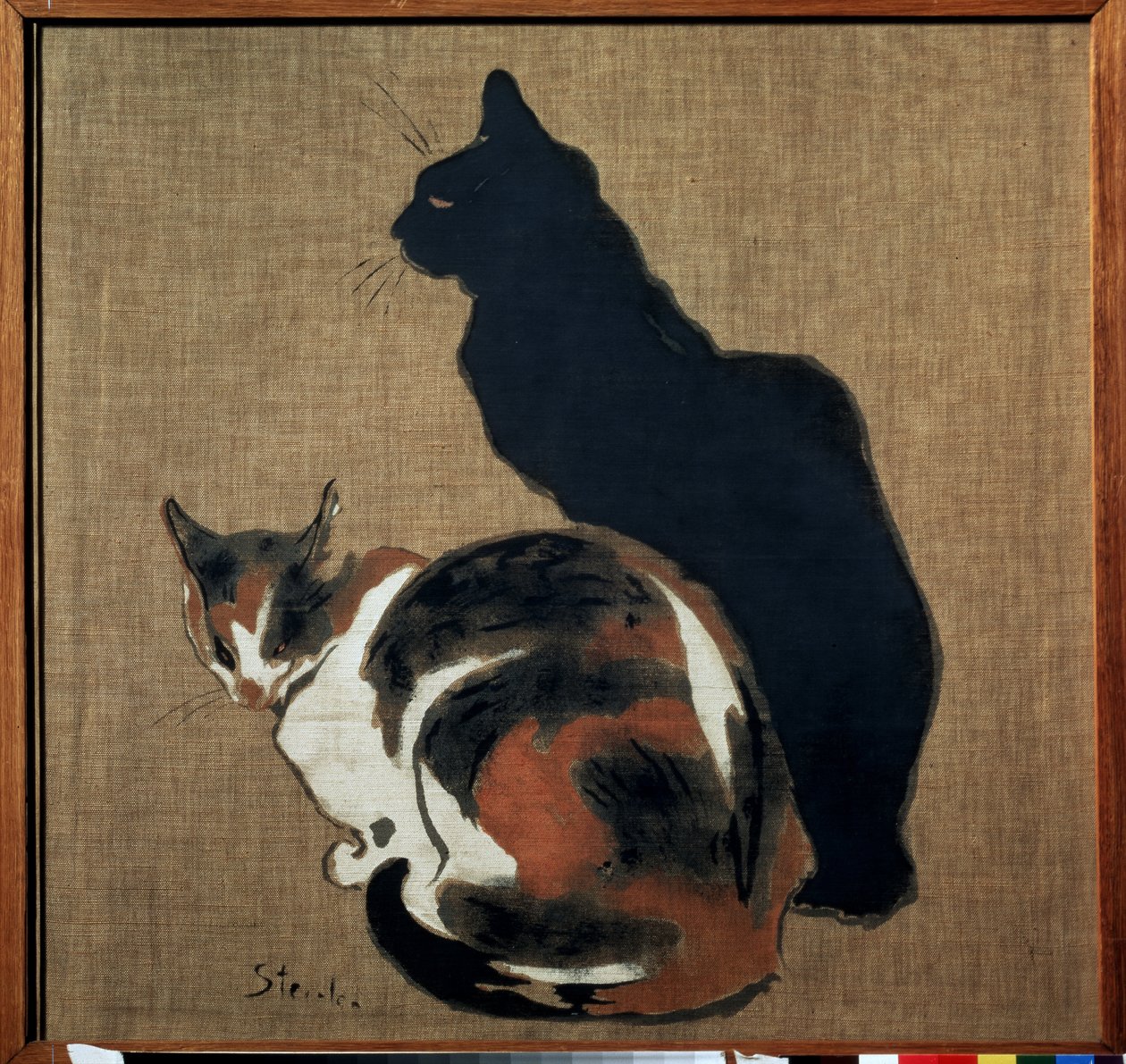 ""Dvě kočky"" (dvě kočky) Kočka a její stín. Obraz Theophile Alexandre Steinlen (1859-1923) 1894 Secese Rozměr 61x64 cm Puškinovo muzeum, Moskva od Théophile Alexandre Steinlen