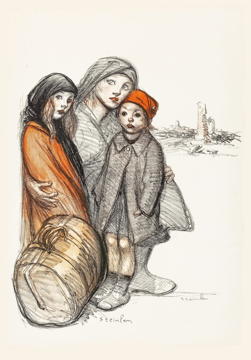 Aisne zničená. Válečná charita na rekonstrukci zničených domů, 1918. od Théophile Alexandre Steinlen