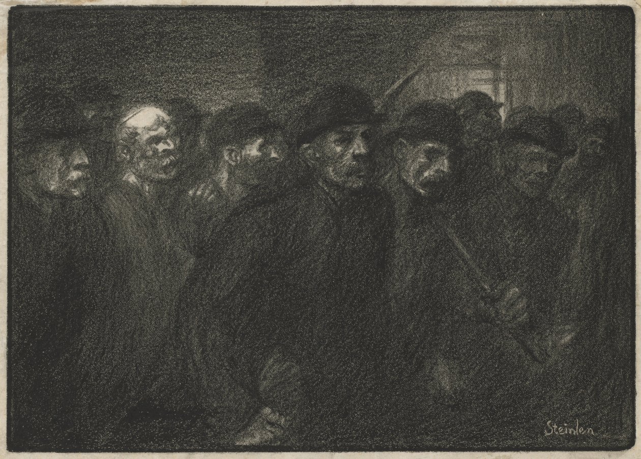 Dělníci opouštějící továrnu od Théophile Alexandre Steinlen