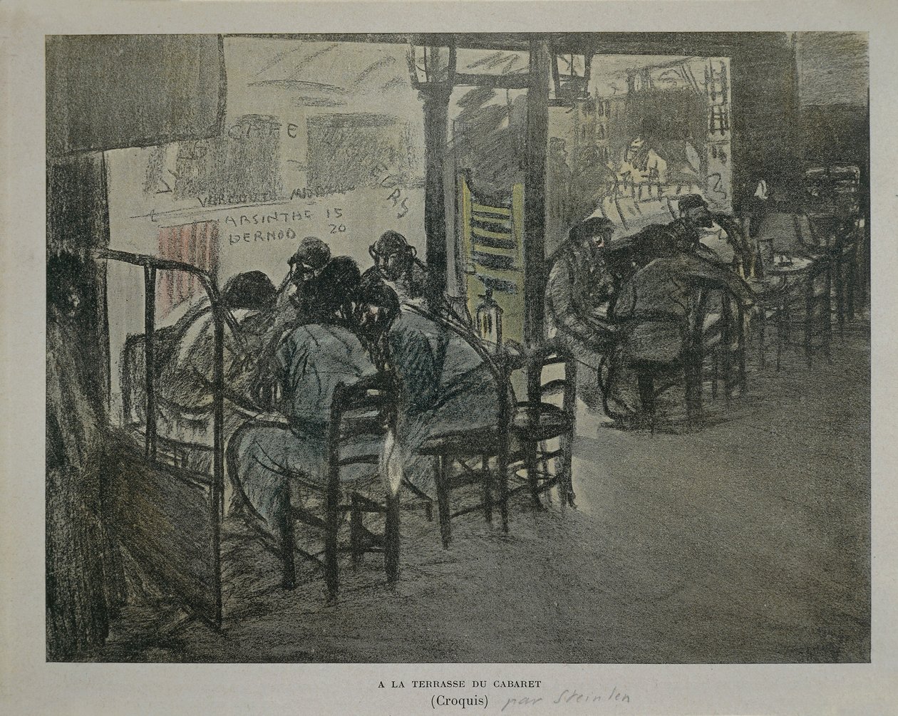 Paříž na terase kavárny, Theophile Alexandre Steinlen, skica od Théophile Alexandre Steinlen
