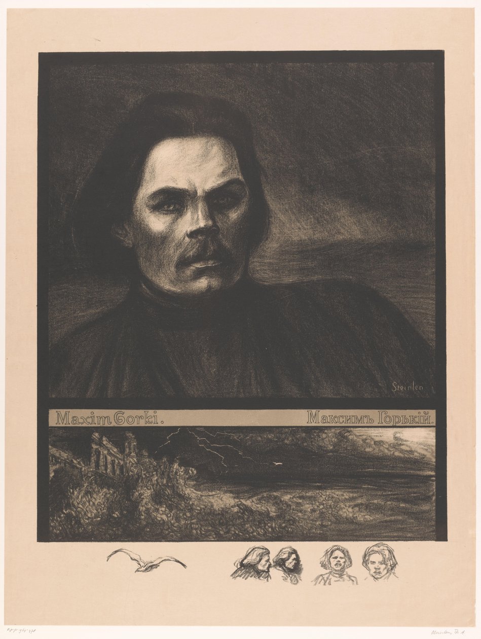 Portrét van Maksima Gorkého Maxim Gorkij (titul na objektu) od Théophile Alexandre Steinlen