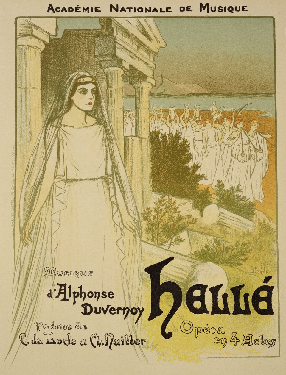 Reprodukce plakátu propagujícího operu "Helle", kterou uvedla Národní hudební akademie, 1896. od Théophile Alexandre Steinlen