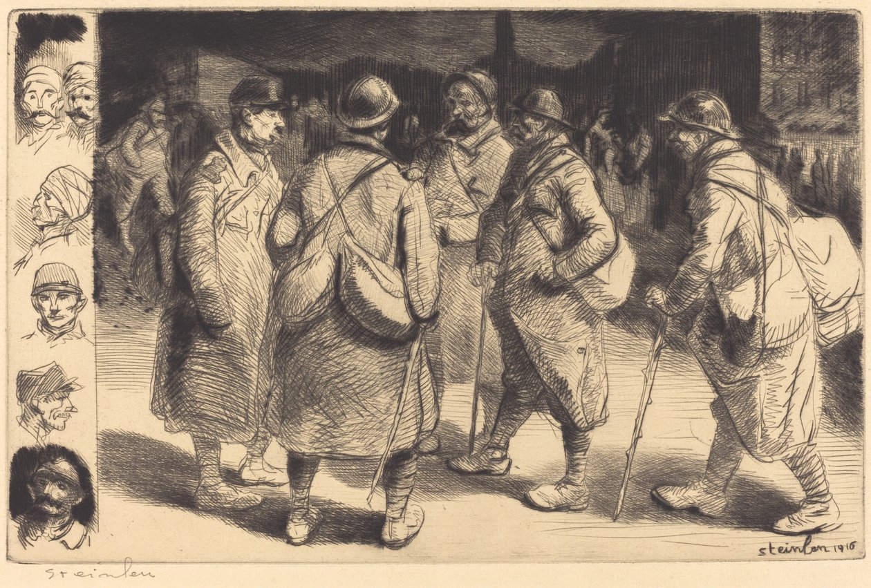 Vojáci na dovolené - noční scéna od Théophile Alexandre Steinlen