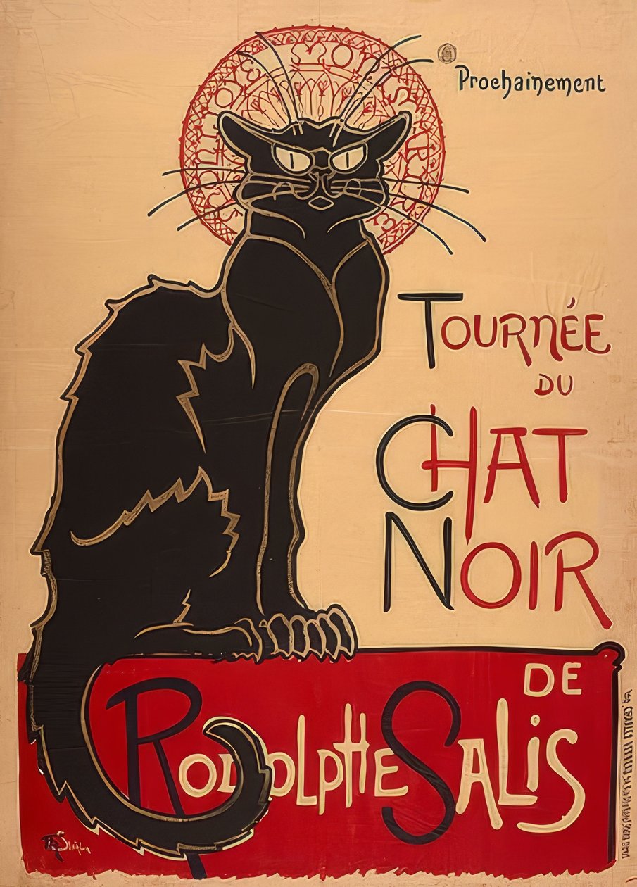Prohlídka Černé kočky od Rodolpha Salise (1. Fassung). Francie 1896, Charles Vernaux, Paříž od Théophile Alexandre Steinlen