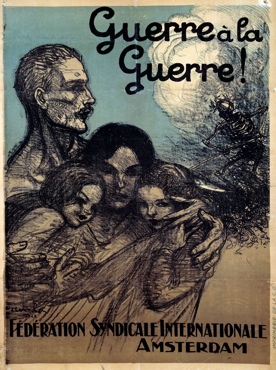 Válka k válce. Plakát Mezinárodní odborové federace Theophile Alexandre Steinlen (1859 - 1923) od Théophile Alexandre Steinlen