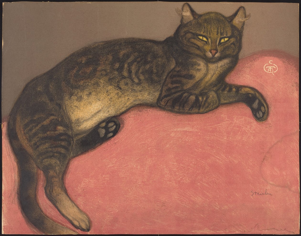 Zima: Kočka na polštáři od Théophile Alexandre Steinlen