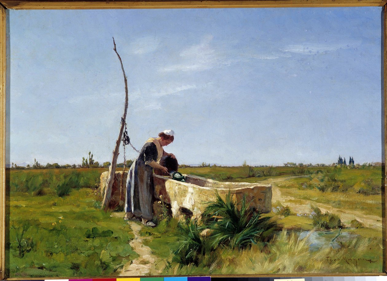 Rolník a dobře malování Theofile Mayan (1860-1937). 46x56 cm. Povinná zmínka: Sběrná fondace pozdravy de Provence Marseille Dr od Théophile Henri Mayan