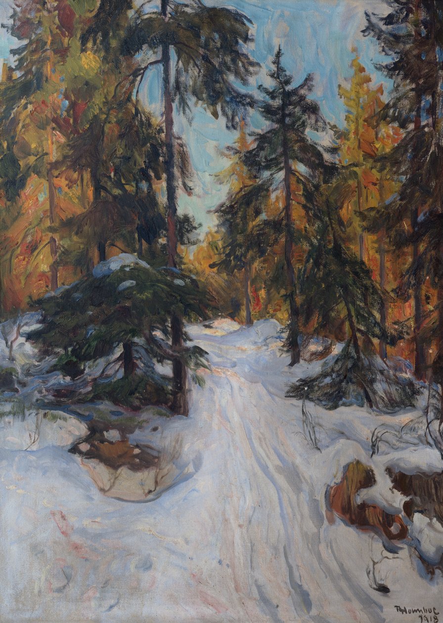 Lesní interiér, zima od Thorolf Holmboe