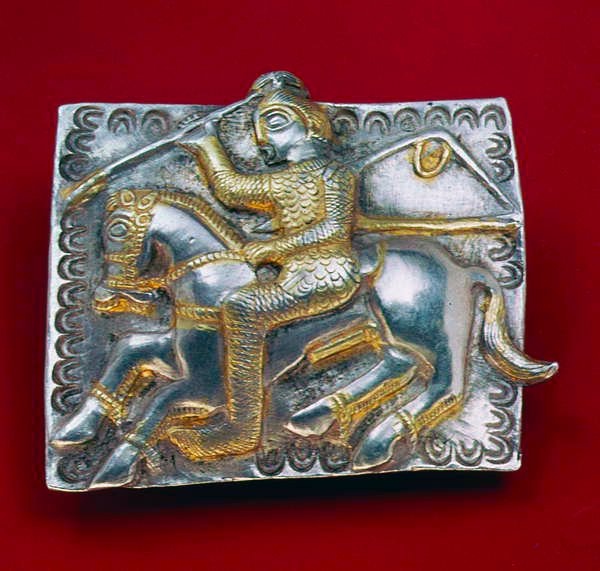 Plaketa s válečníkem, cca 400-350 př. n. l. (stříbrná) od Thracian