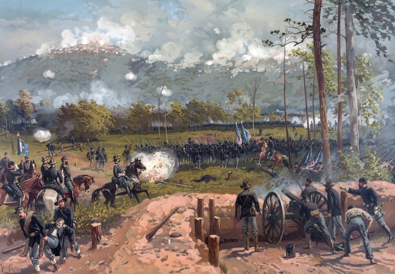 Battle of Kennesaw Mountain, hospoda. L Prang & Co., 1886 od Thure de Thulstrup