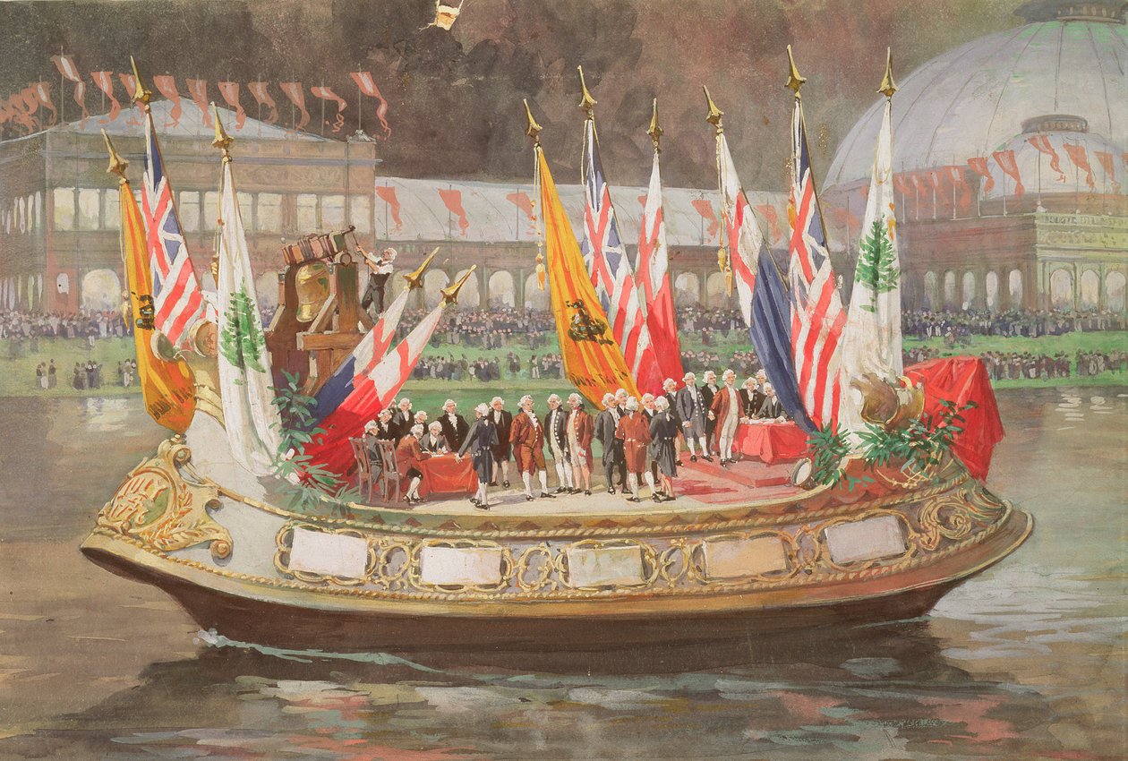 Declaration of Independence Barge na světové kolumbijské výstavě v Chicagu 1893 od Thure de Thulstrup