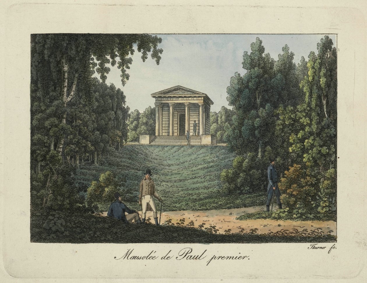 Chrám Pavla I. nebo Mauzoleum Pavla I. v parku Pavlovsk, 1810s. od Thurner
