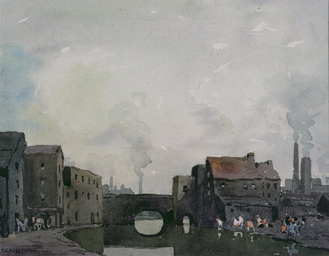 Birminghamský kanál (akvarel) od Thurston Laidlaw Shoosmith