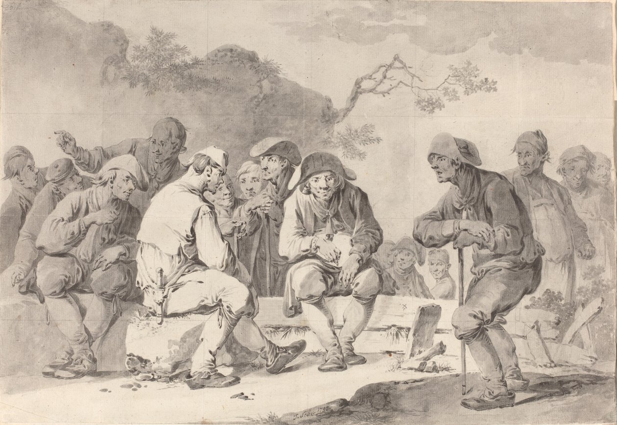 Autoportrét s venkovským záhybem z Appenzellu, 1798 ((grafit s šedým lakem) od Tiberius Dominikus Wocher