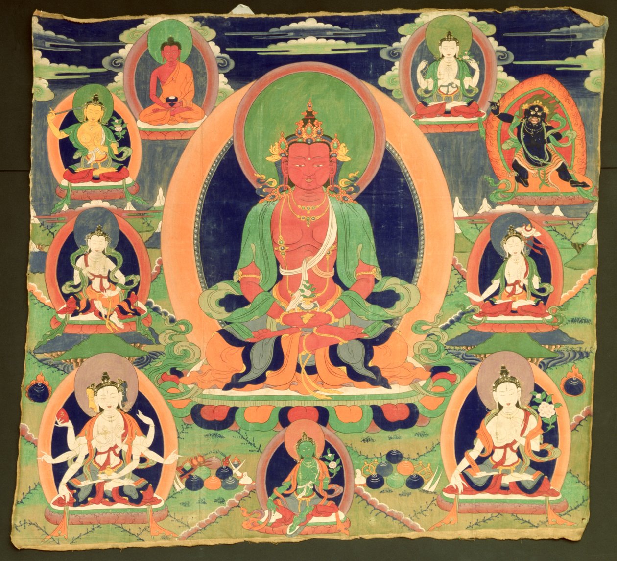 Obraz Thangka zobrazující Amitayuse od Tibetan School