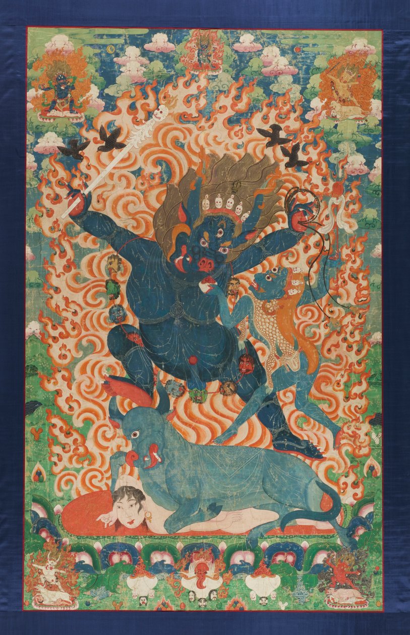 Yama a Yami, cca 1700 (minerální pigmenty a zlato na bavlněné tkanině) od Tibetan School