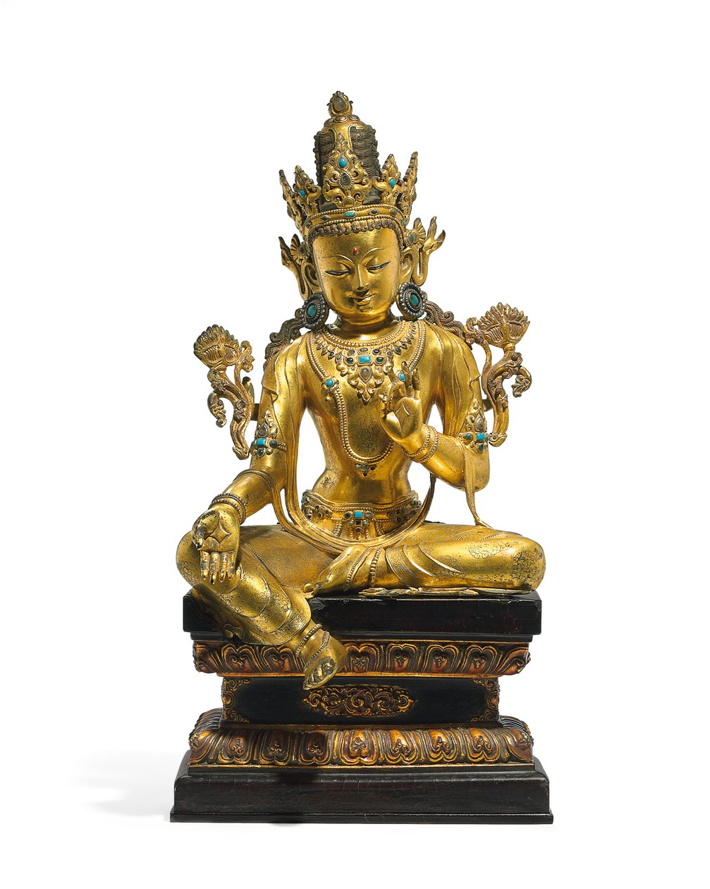 Císařská postava Avalokiteshvara (viz také 474250 až 474254) (zlacený bronz) od Tibetan School