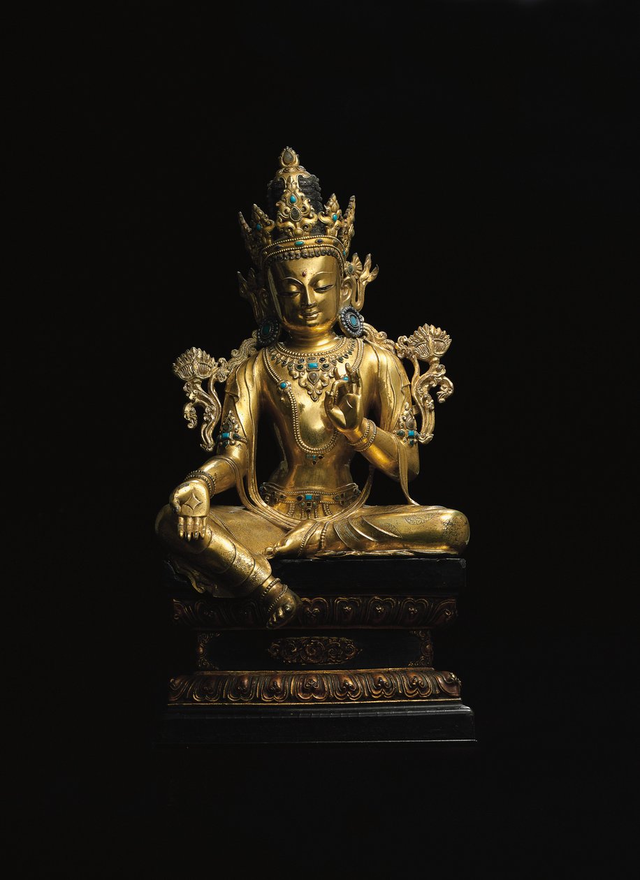 Císařská postava Avalokiteshvara (viz také 474250 až 474254) (zlacený bronz) od Tibetan School