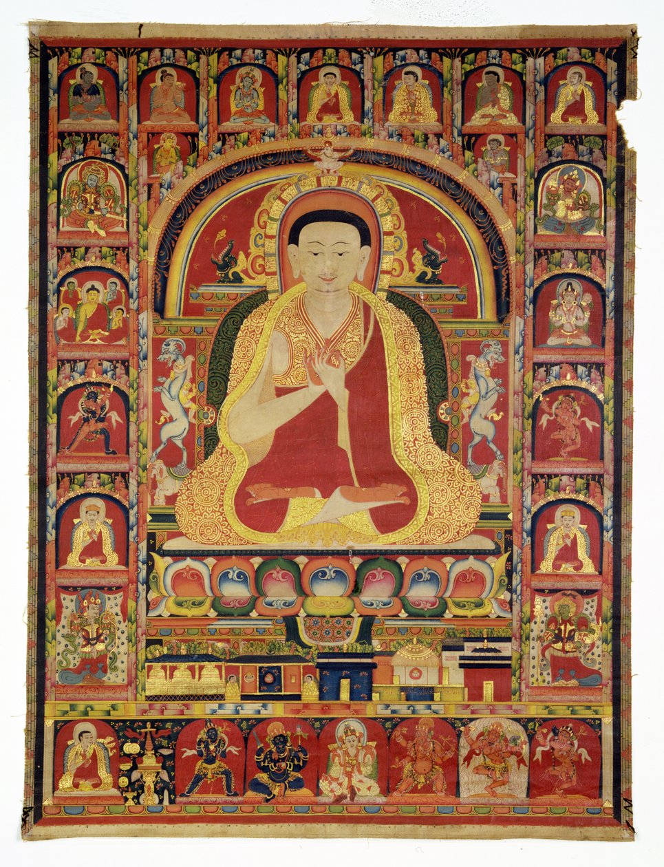 Portrét Velké Thangpy (1142-1210) koncem 13. století (neprůhledné wc a zlato na bavlně) od Tibetan School