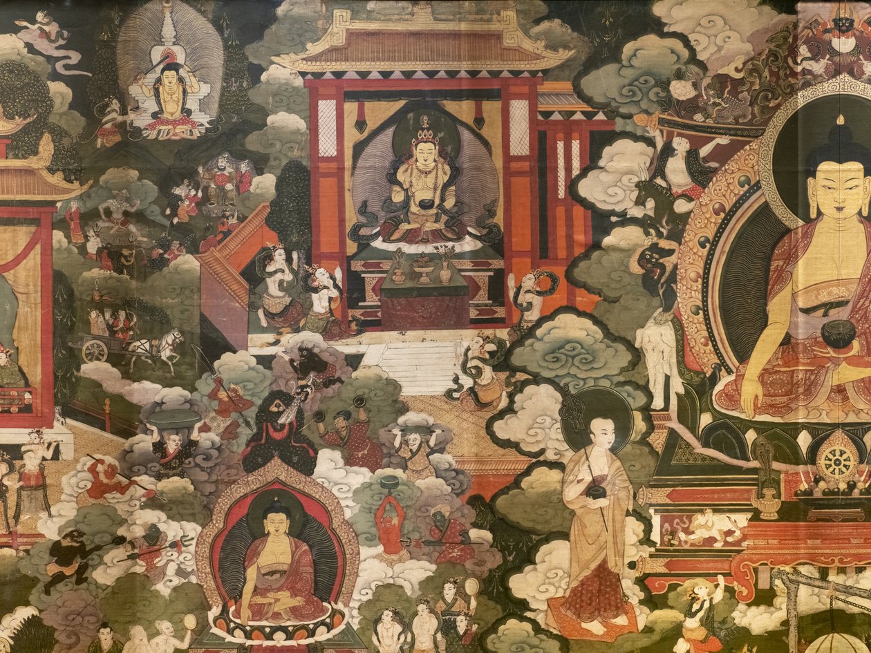 Scény ze života Buddhy Šákjamuniho od Tibetan School
