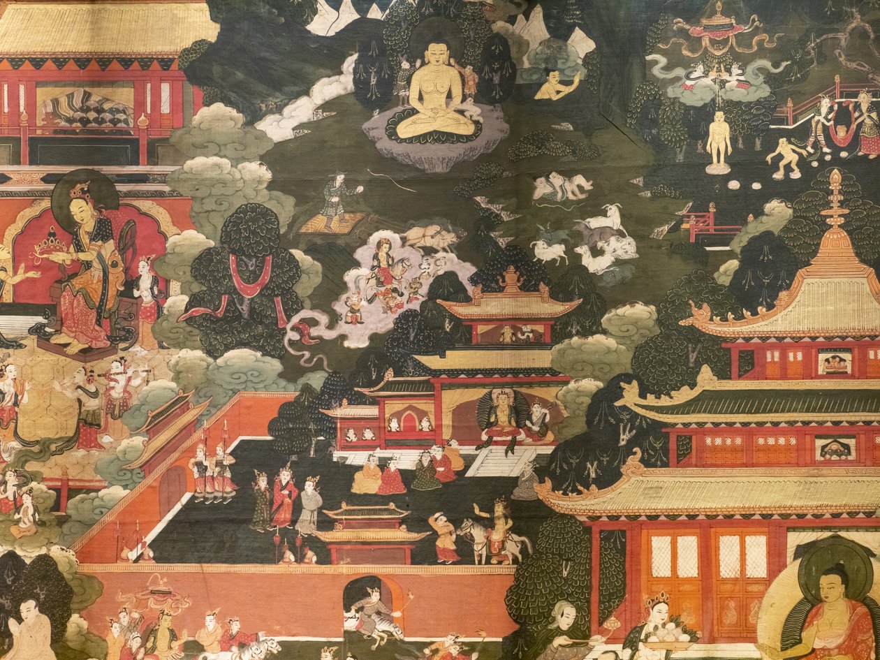 Scény ze života Buddhy Šákjamuniho od Tibetan School