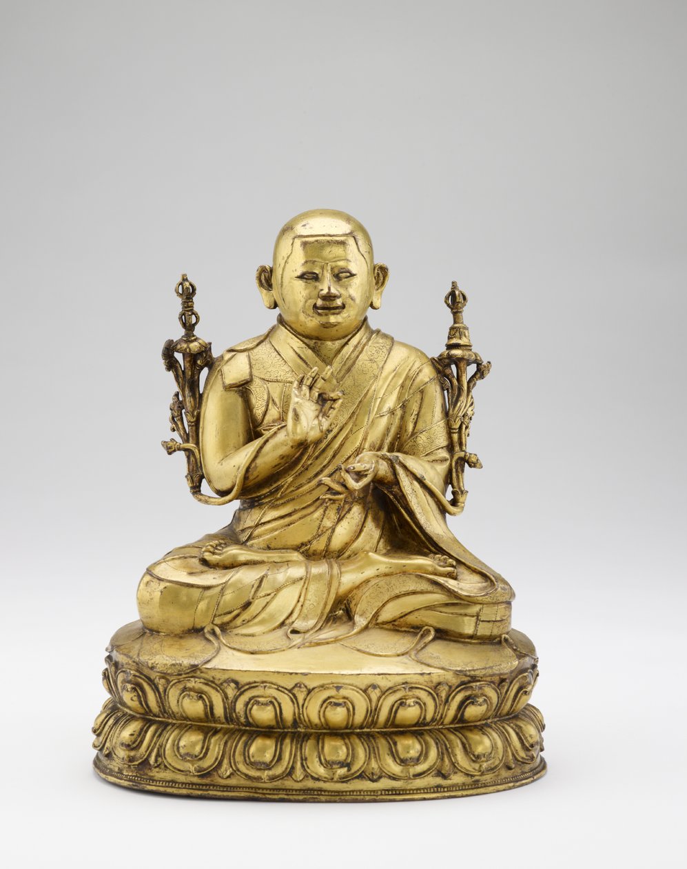 Shalu Lama Rinchen Khyenrab Chokdrub Palzangpo, cca 1600 (zlacená měděná slitina, se stopami pigmentů) od Tibetan School