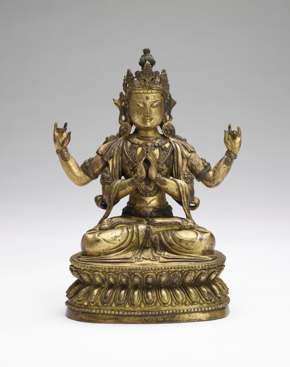 Sukhavati Avalokiteshvara, konec 17. a začátek 18. století (zlacená měděná slitina) od Tibetan School