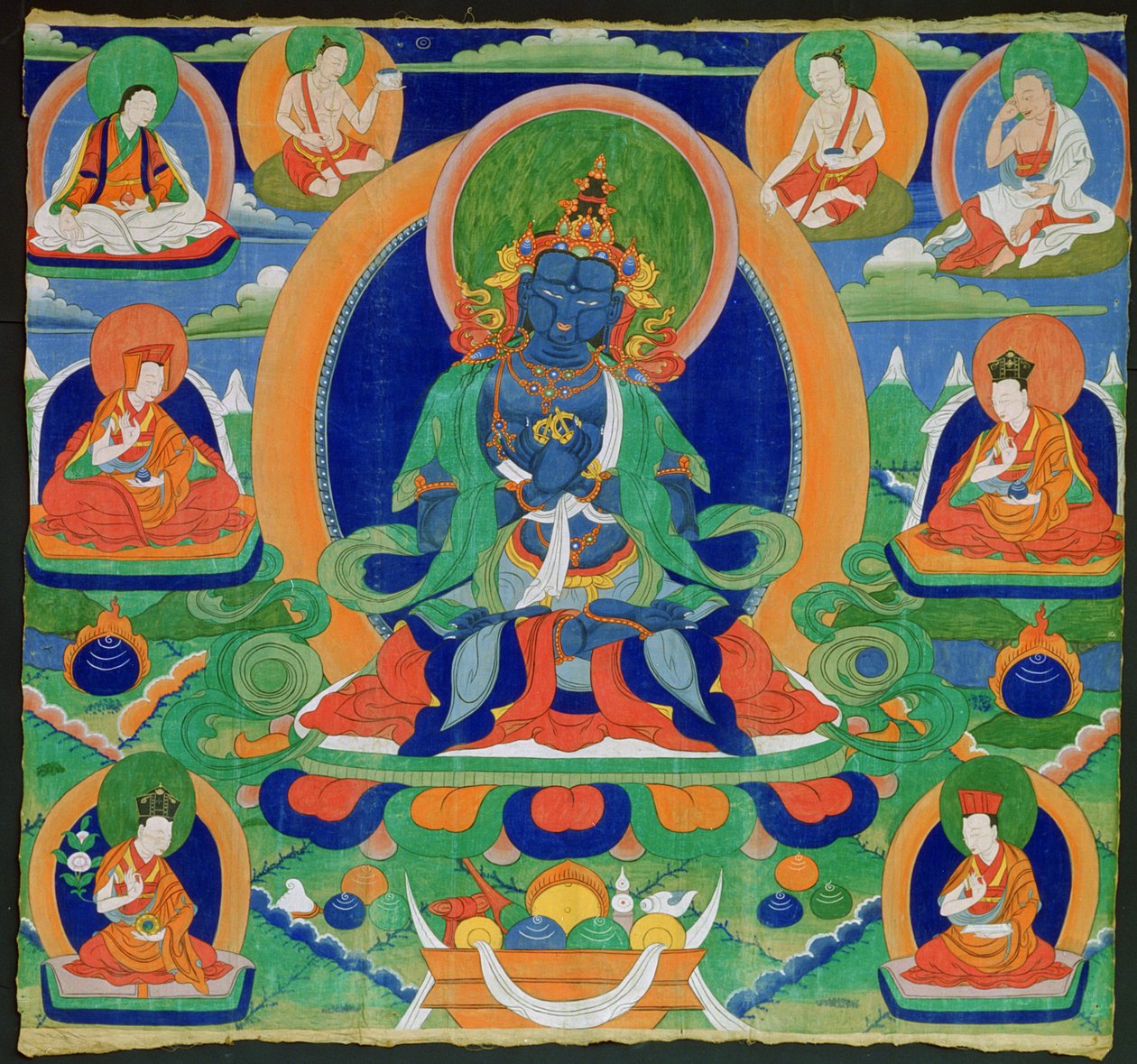Thangka obraz zobrazující Adibuddha Vajradhara (Do rje chang), tibetština, 19. století (psinka na kaliku) od Tibetan School