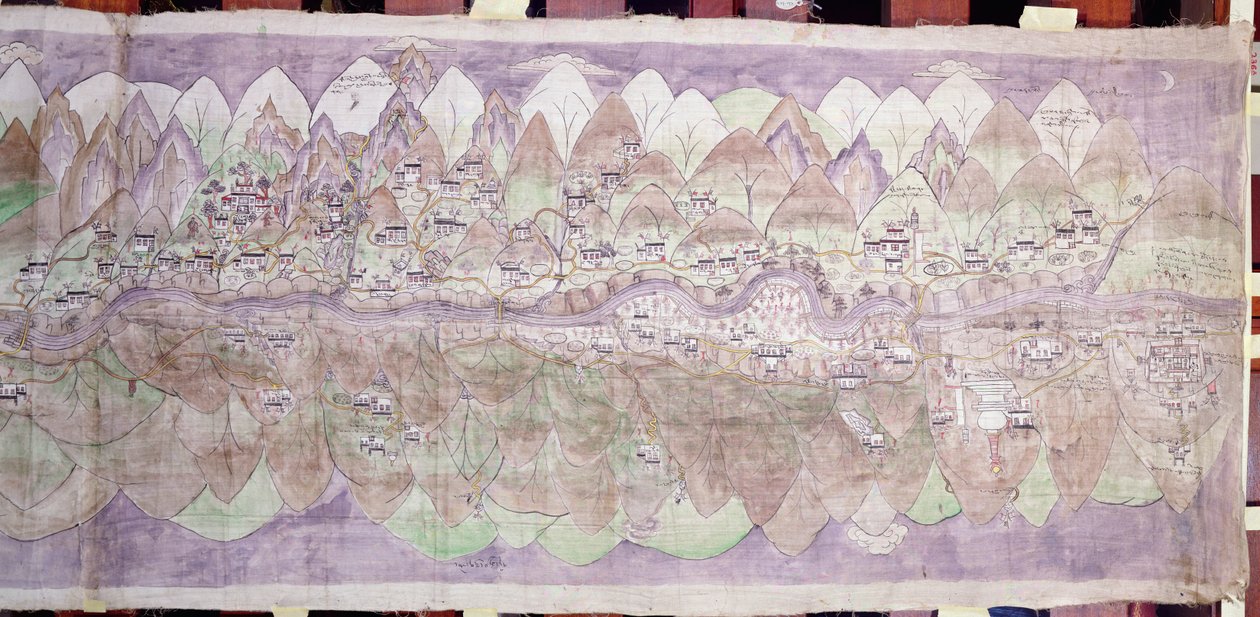 Měsíční konec Tsari Rongkor (malovaná látka) od Tibetan School
