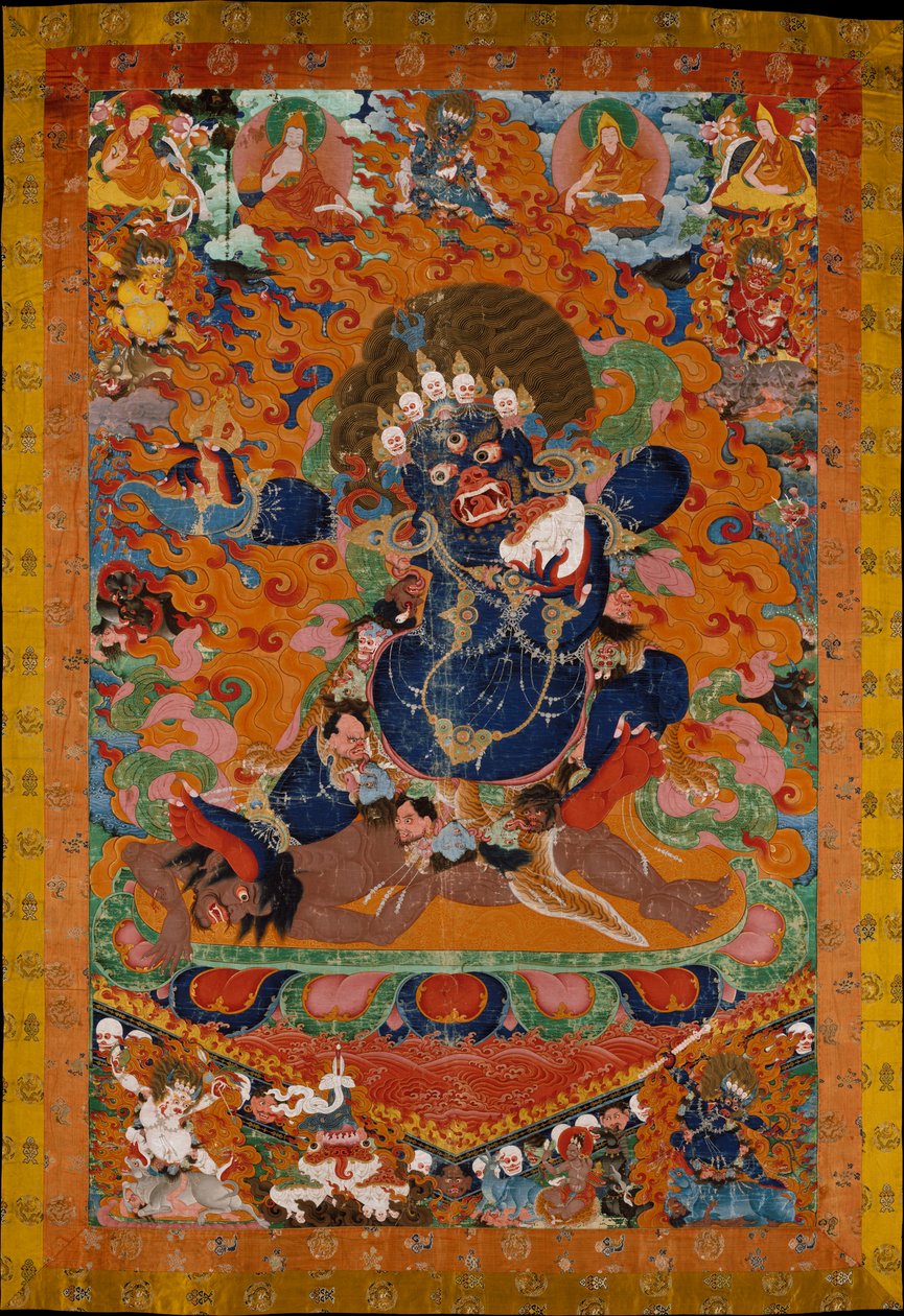 Yamantaka, ničitel boha smrti, kolem 1700-30 od Tibetan School