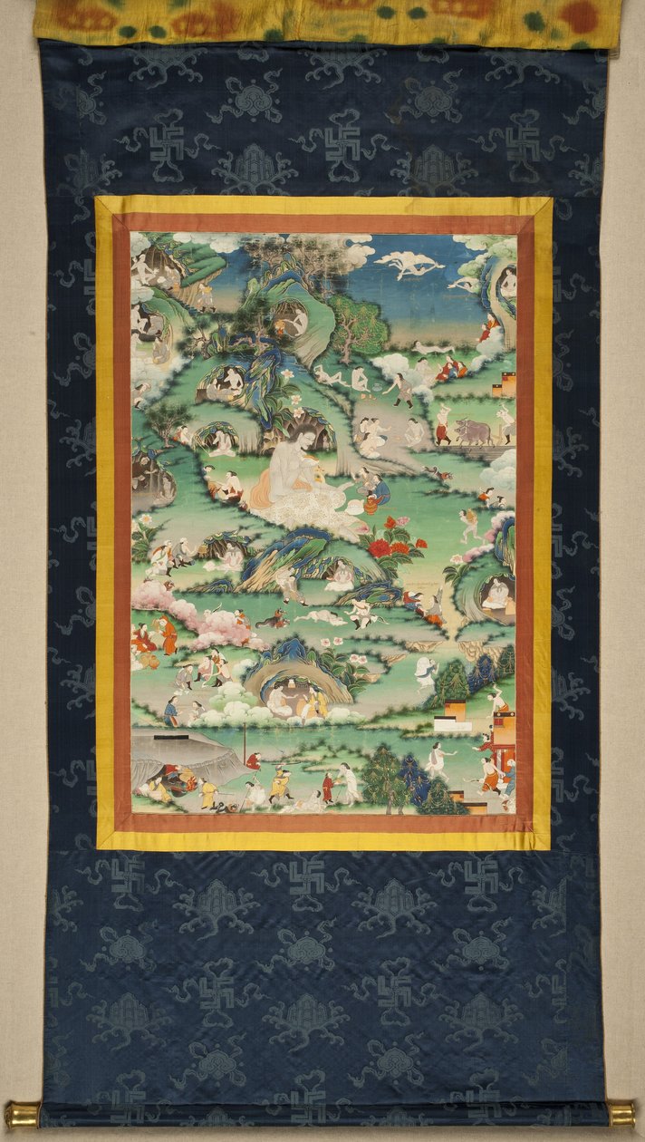 Scéna ze života Milarepy Thangky, konec 18. století. od Tibetan culture