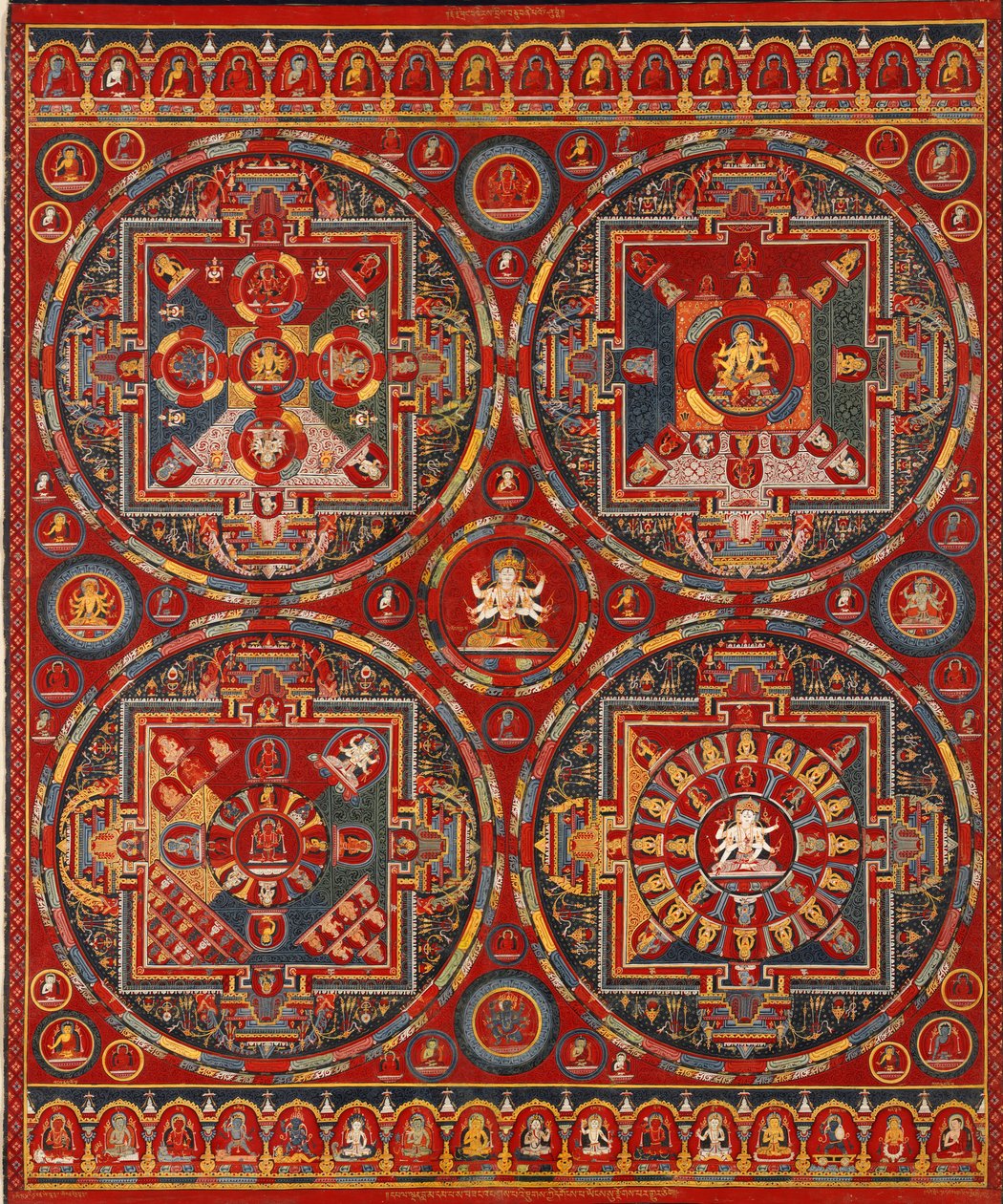 Rozkaz Sakya. Čtyři mandaly ze série Vadžravali Thangka od Tibetan culture