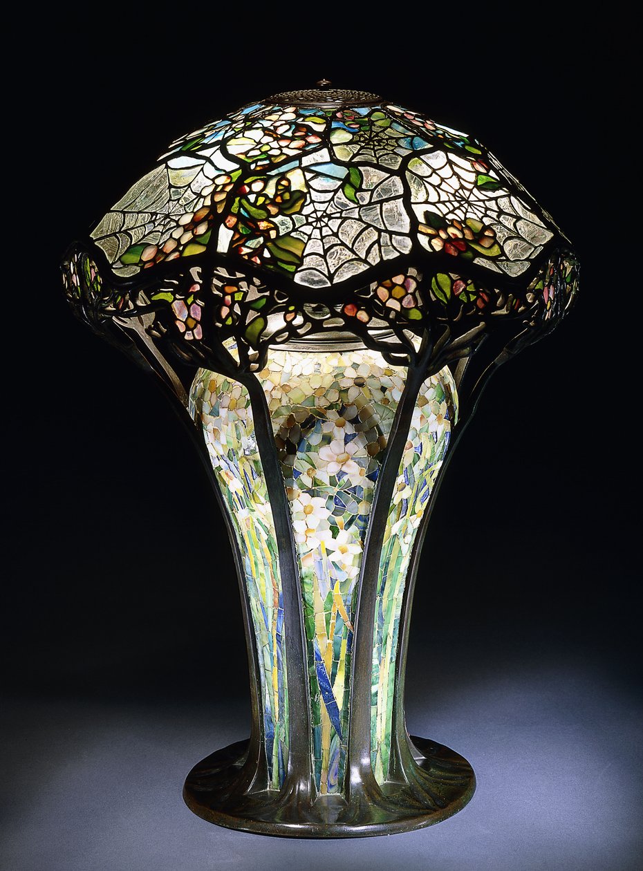Stolní lampa z olovnatého skla "Pavučina" od Tiffany Studios, kolem roku 1906 od Tiffany Studios