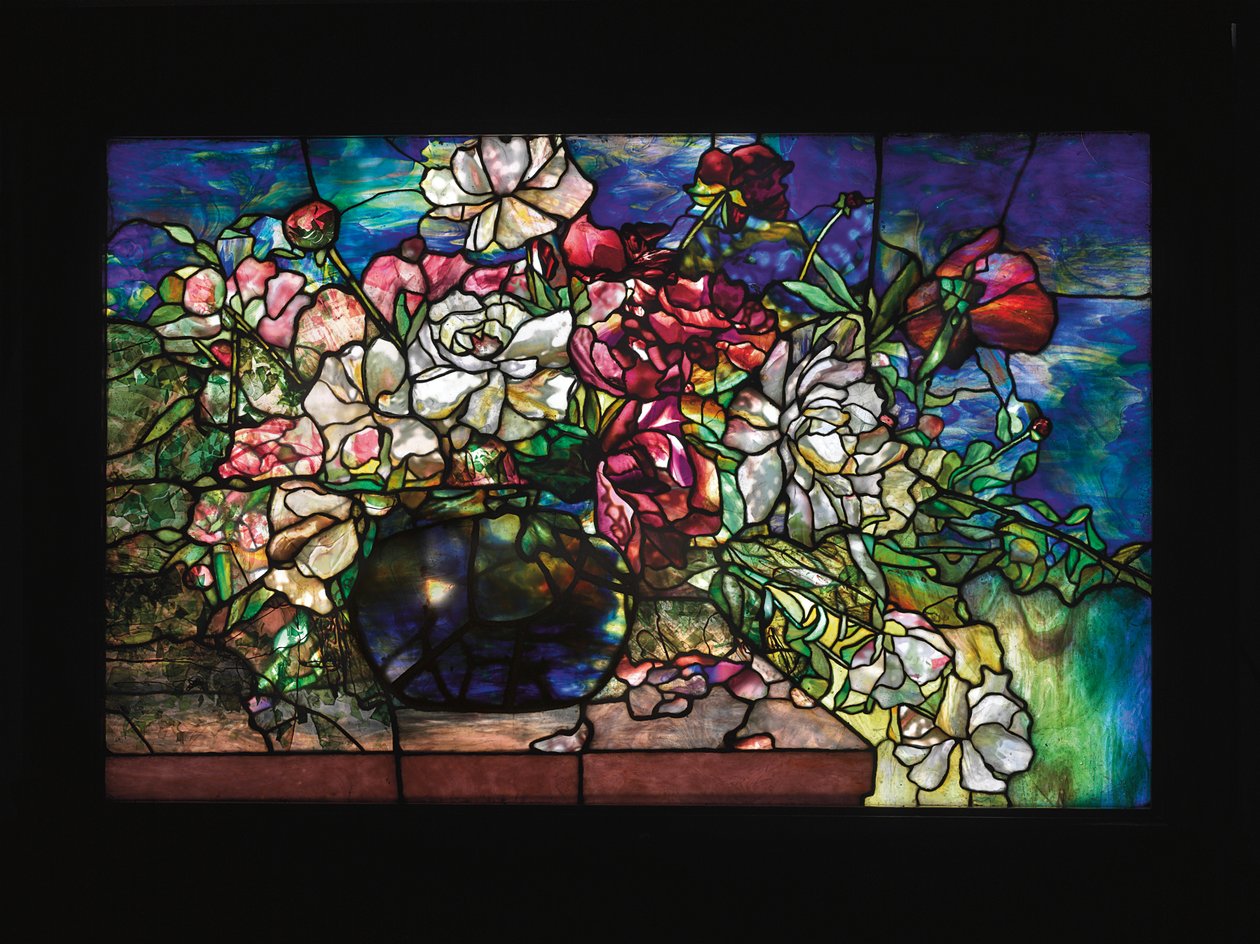Okno "Pivoňka" z domu Dariuse Goffa, Pawtucket, Rhode Island, kolem roku 1893 od Tiffany Studios