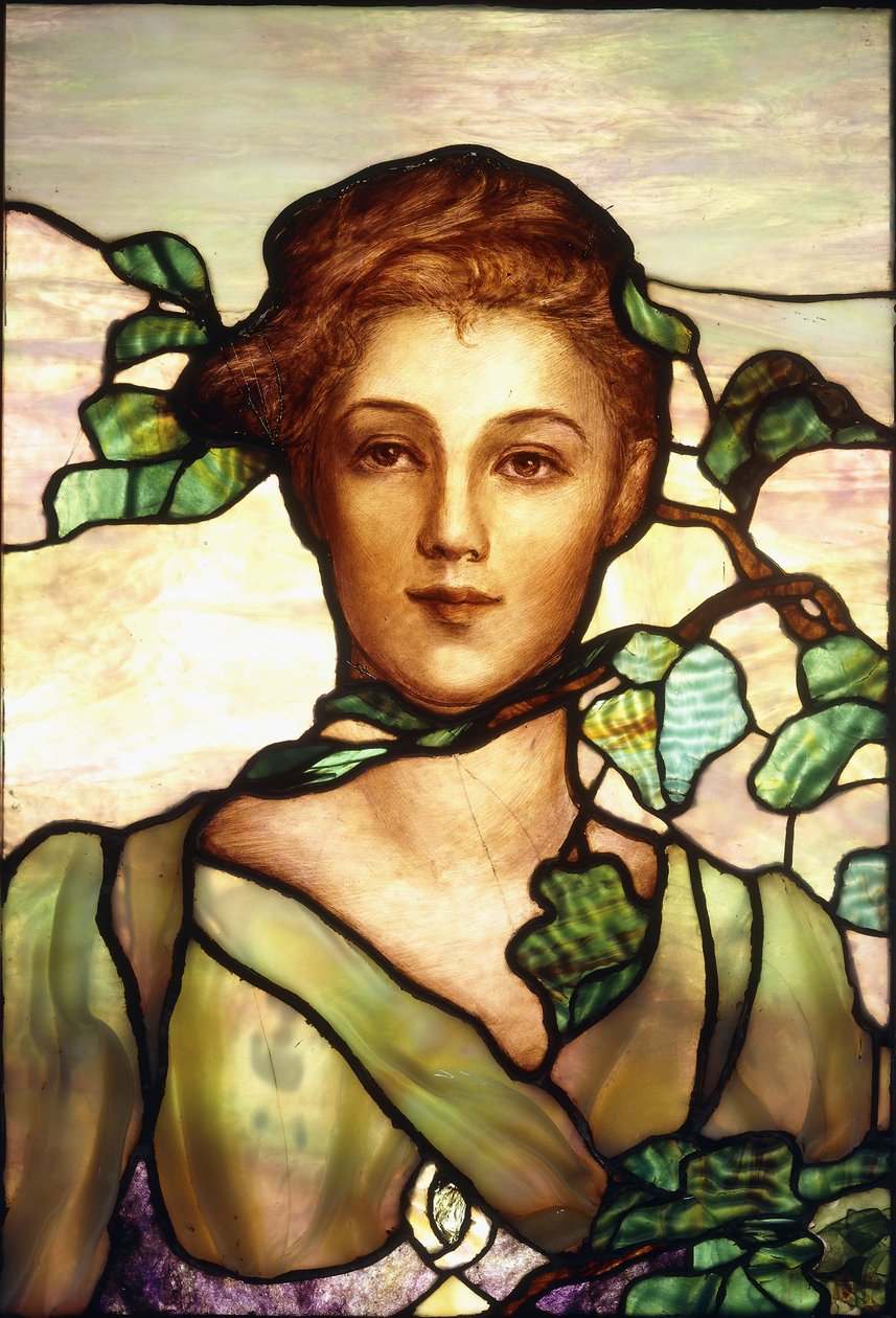 Portrétní okno z olovnatého skla, cca 1900 od Tiffany Studios