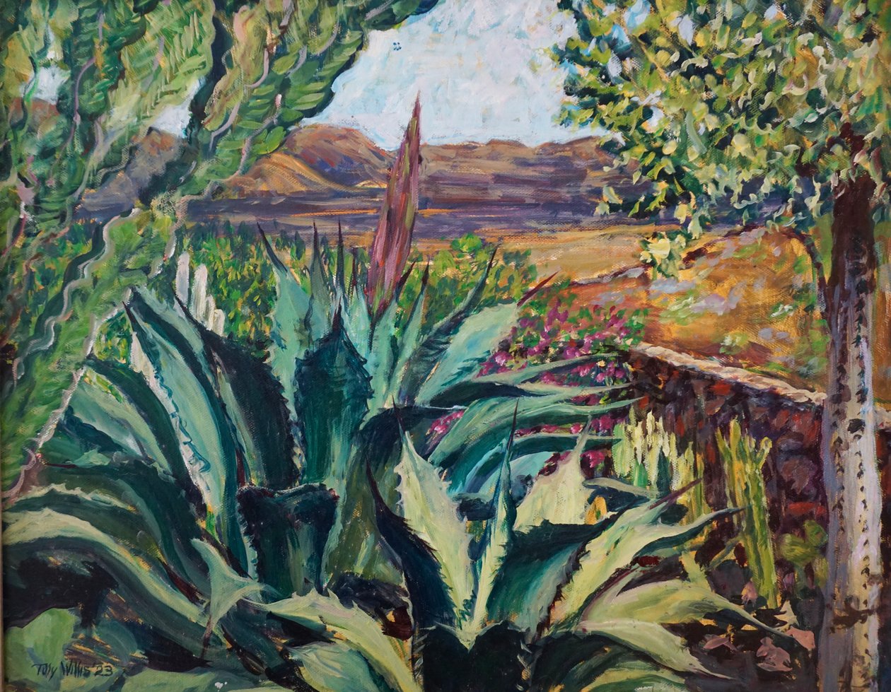 Krajina na Lanzarote, 2023 (olej na desce) od Tilly Willis