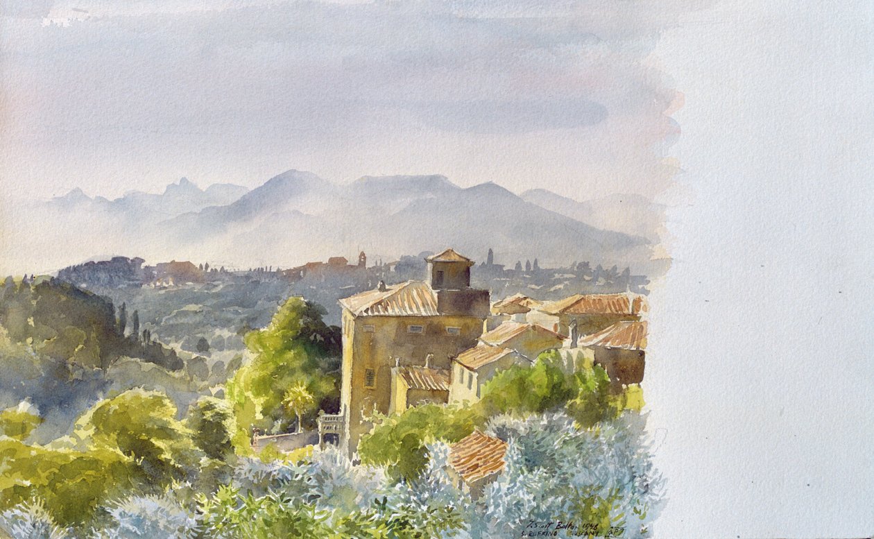 San Ruffino, Casciani, Toskánsko, 1998 (wc na papíře) od Tim Scott Bolton
