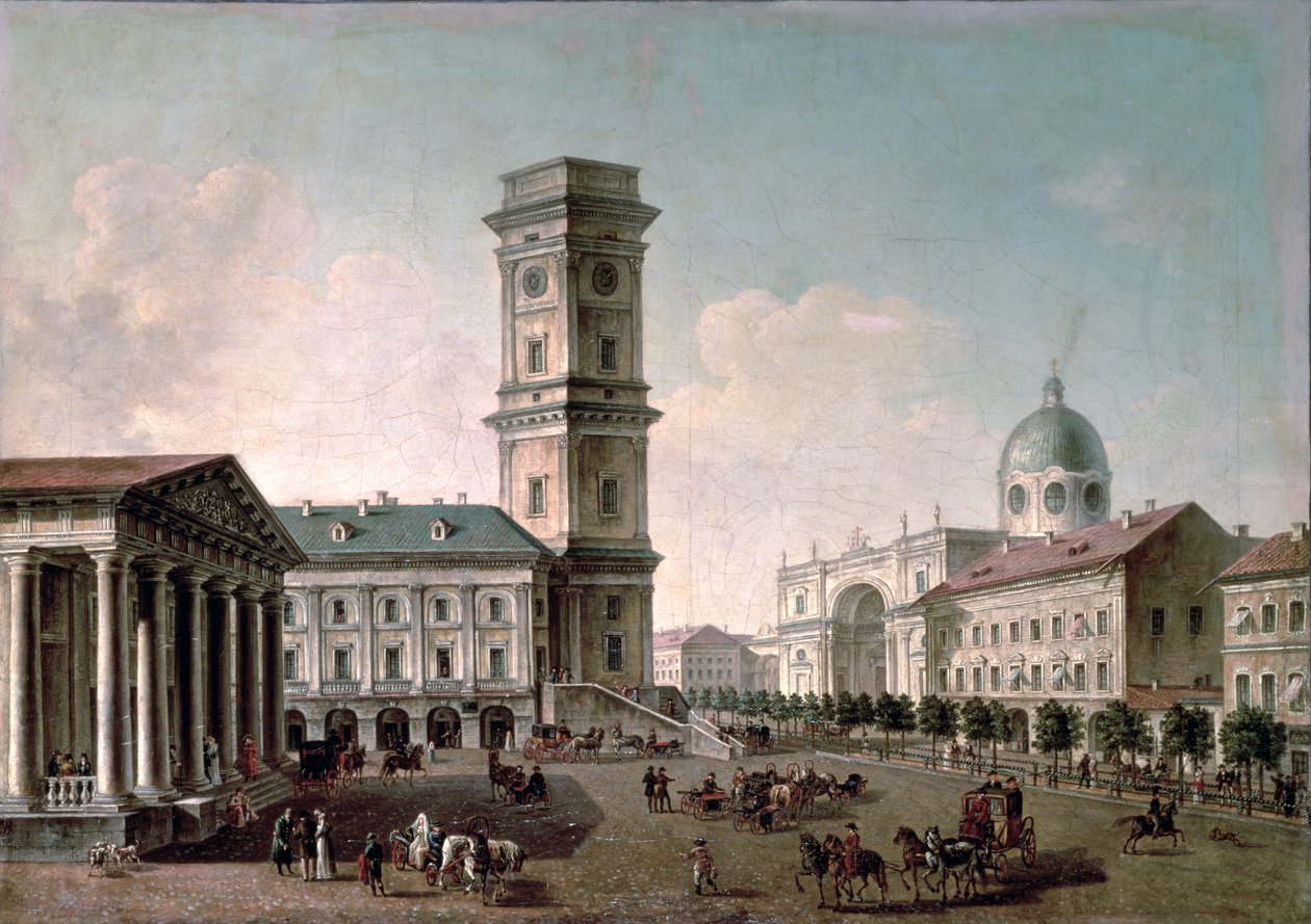 Pohled na Něvský prospekt, Petrohrad, 1810-20 olej na plátně od Timofei Alexeyevich Vasiliev