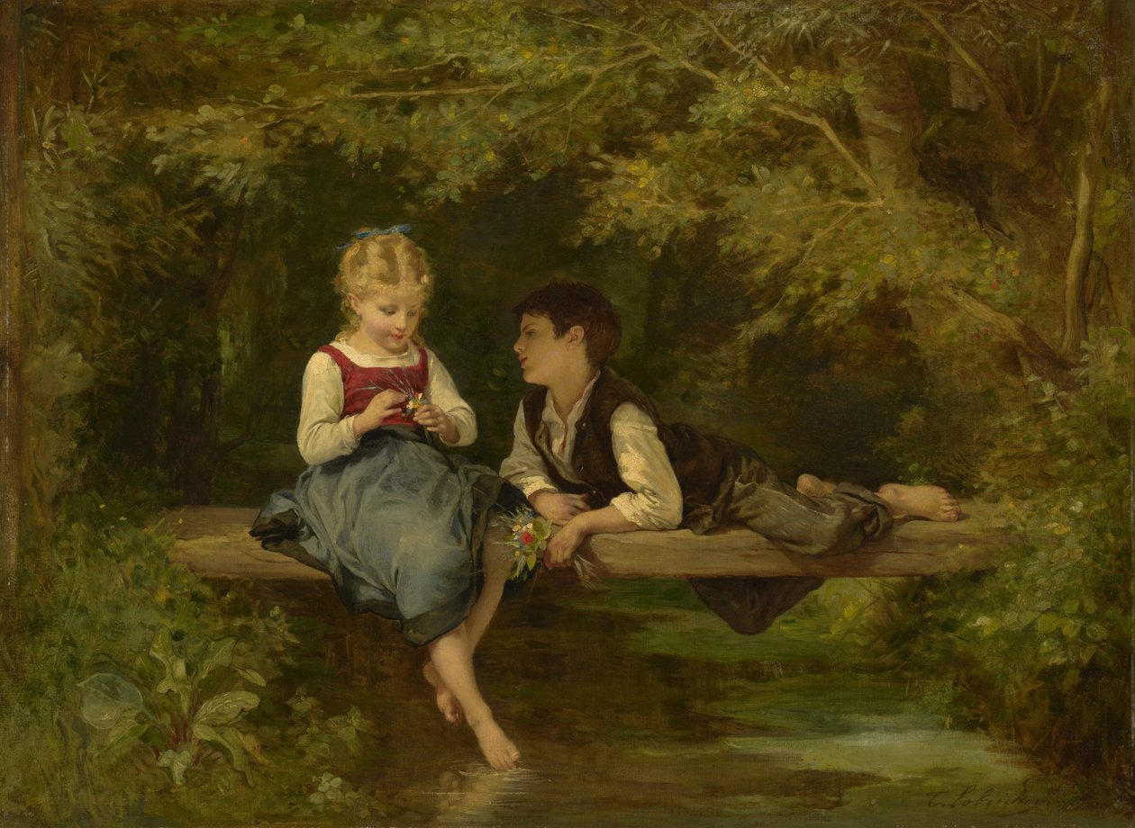 První láska, kolem roku 1872 od Timoleon Marie Lobrichon