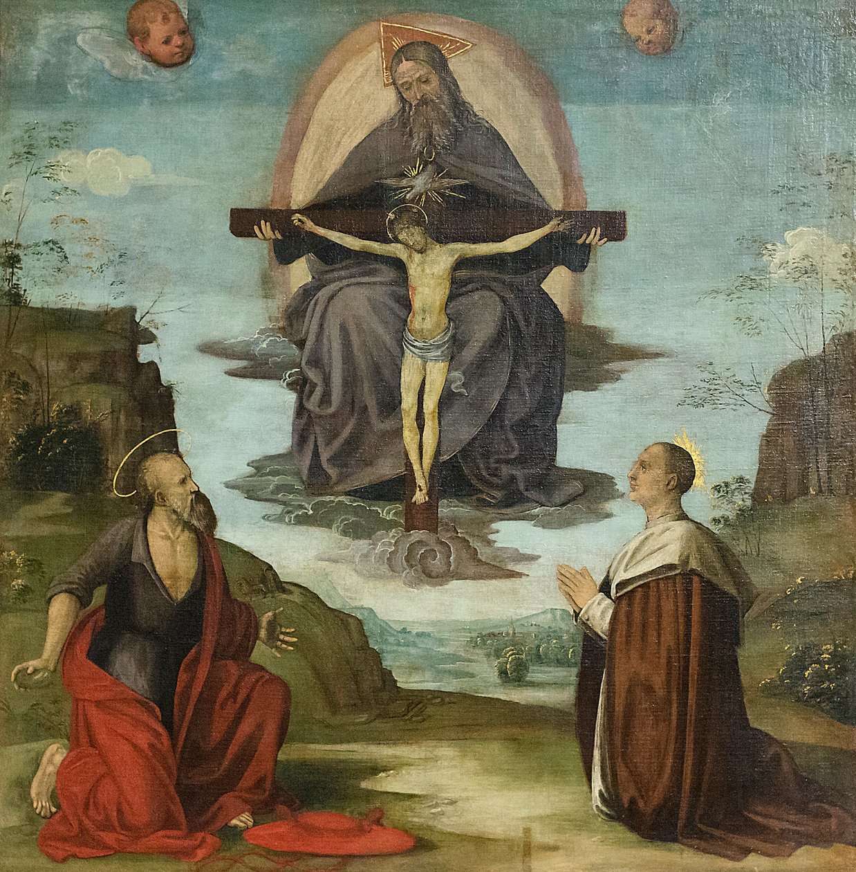 Trojice se svatým Jeronýmem a blahoslaveným Colombini, kolem roku 1520 (olej na plátně) od Timoteo Viti