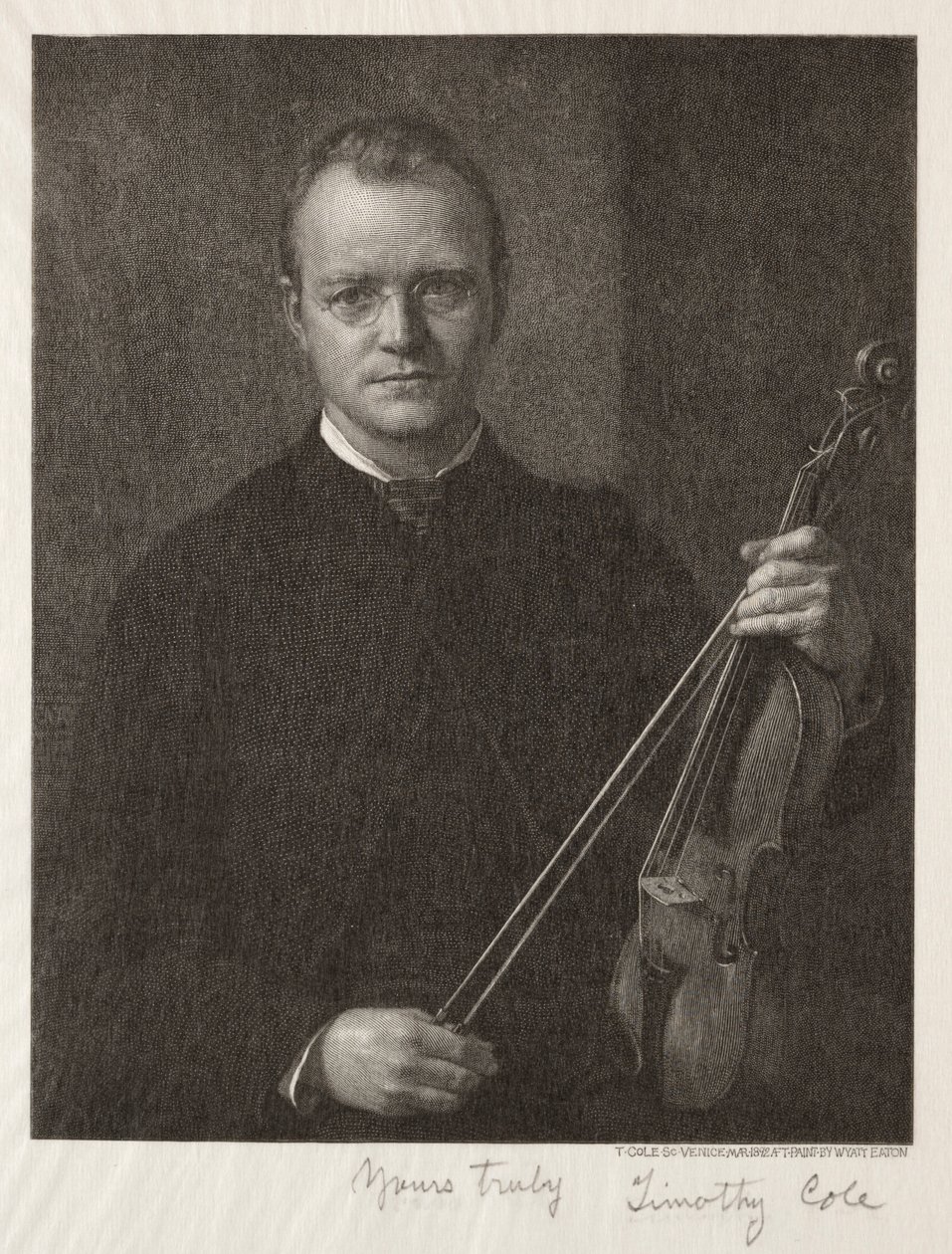 Staří italští mistři: Portrét Timothyho Colea Muž s houslemi, 1892. od Timothy Cole