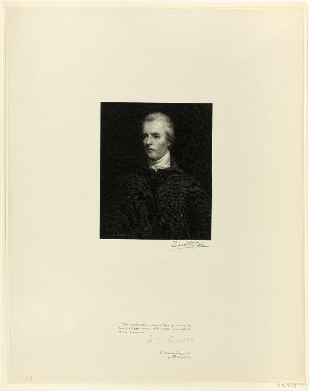 Ctihodný William Pitt, ze starých anglických mistrů od Timothy Cole