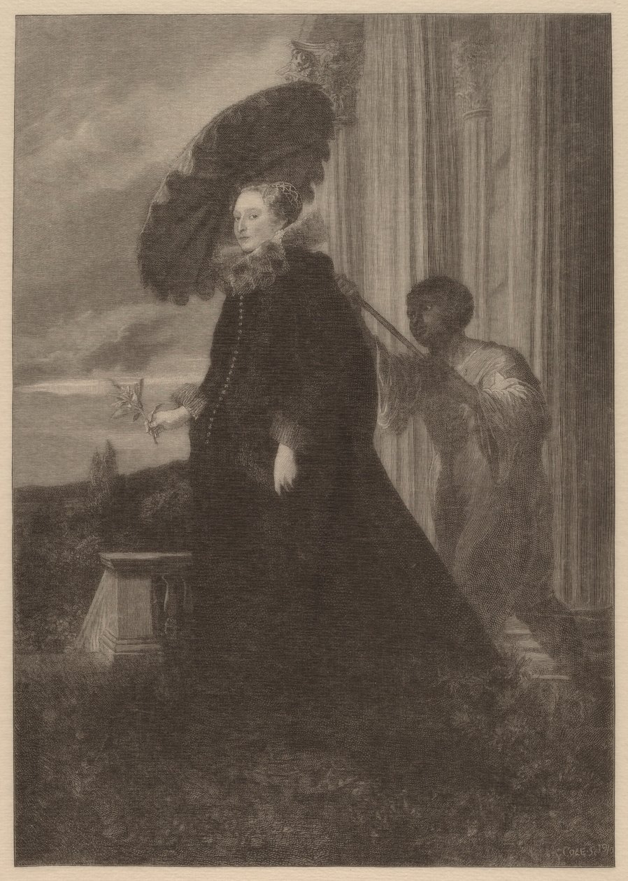Marchesa Elena Grimaldi, manželka markýze Nicoly Cattaneo od Timothy Cole after Sir Anthony van Dyck