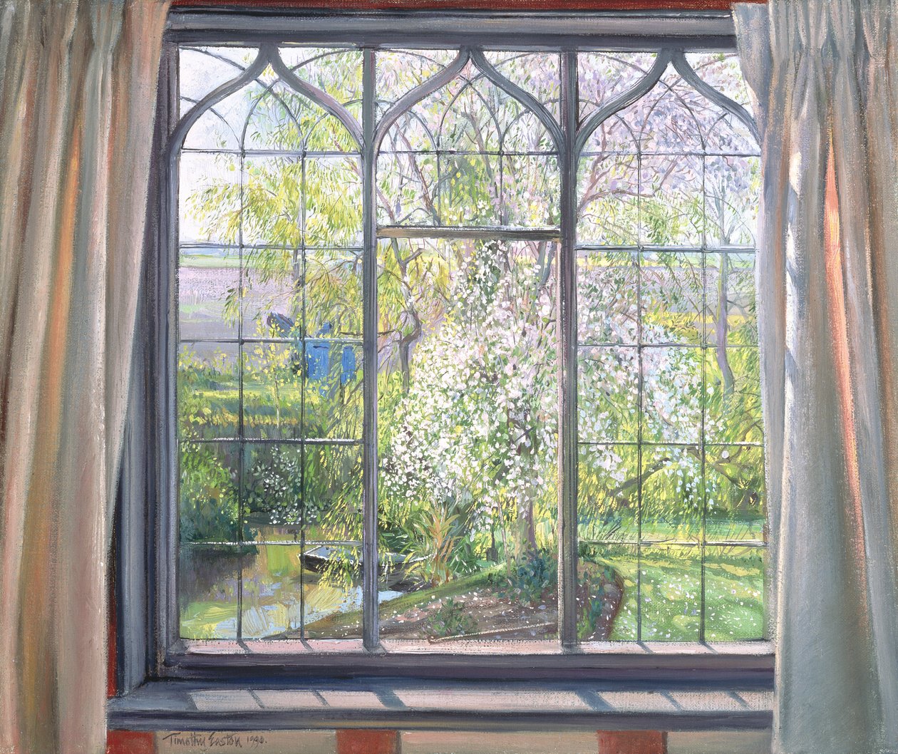 Apple Blossom Against Willow, 1990 od Timothy Easton