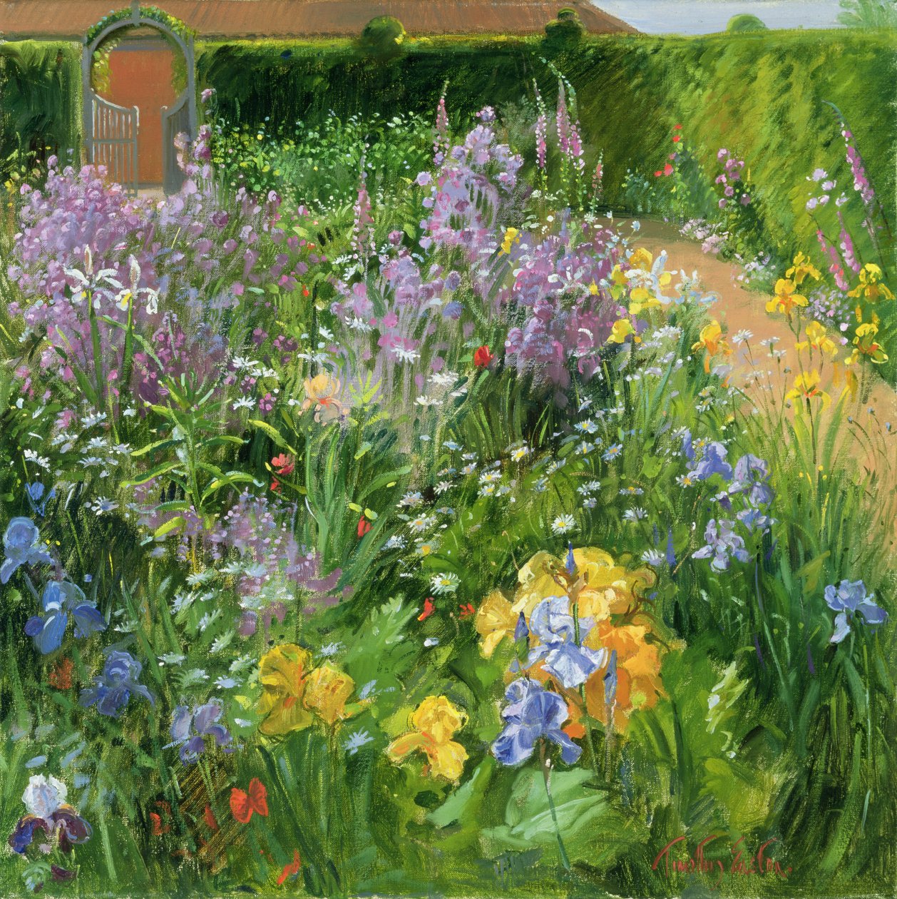 Sweet Rocket, Foxgloves and Irises, 2000 od Timothy Easton