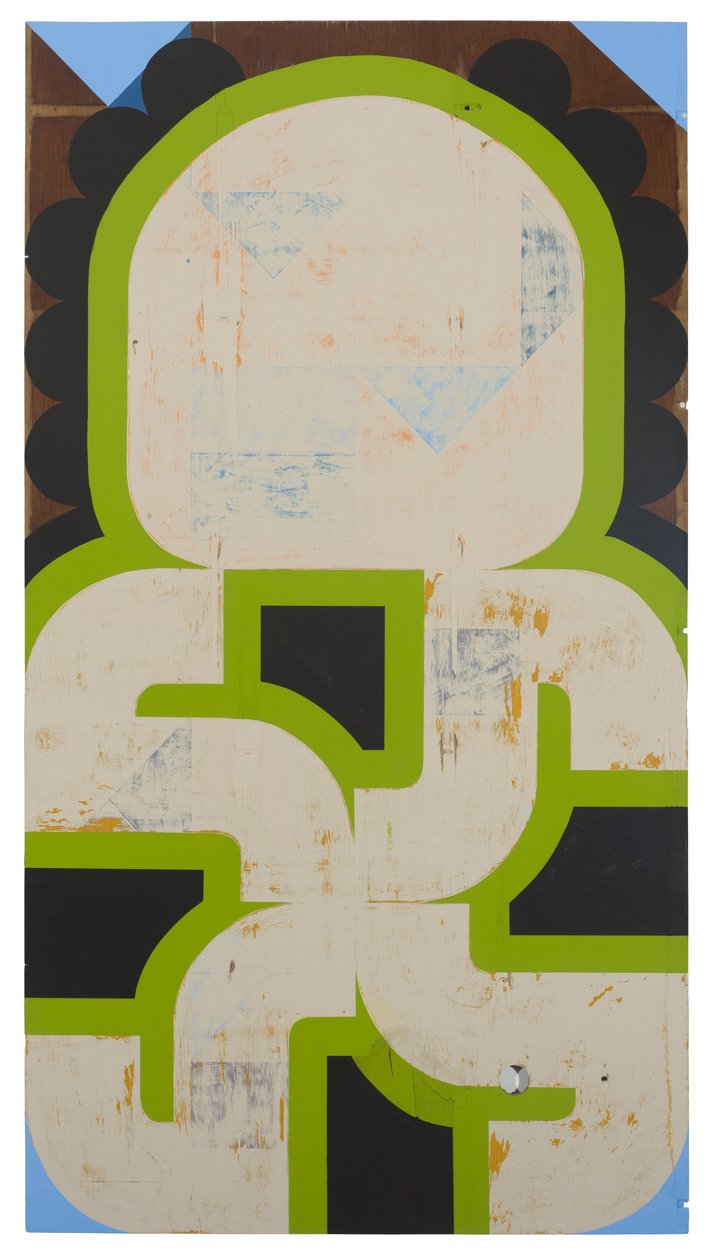 Sap Runner, 2019 (latex na nalezené desce) od Timothy Gierschick II