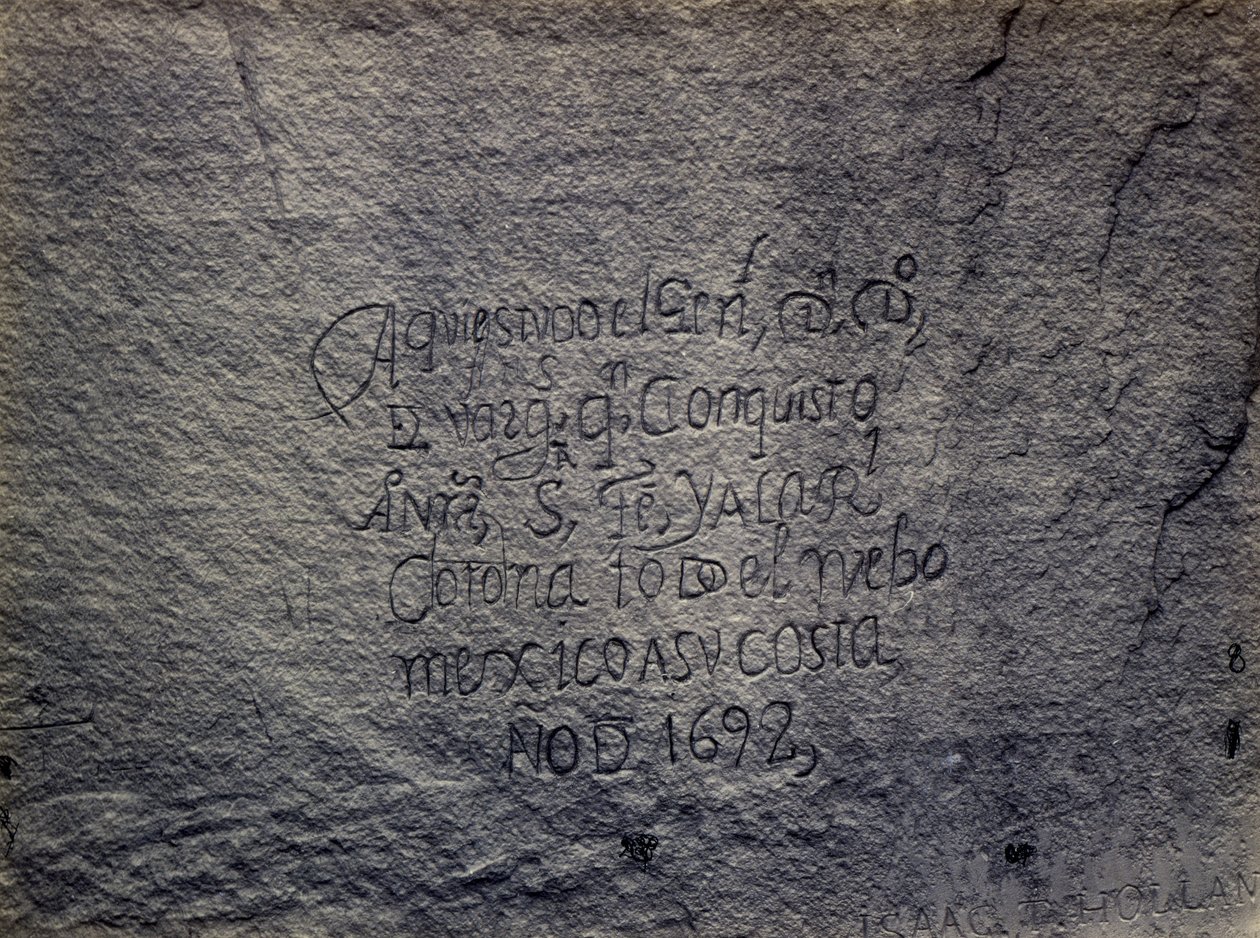 Historické španělské záznamy o dobytí, jižní strana Inscription Rock, Nové Mexiko od Timothy H. O
