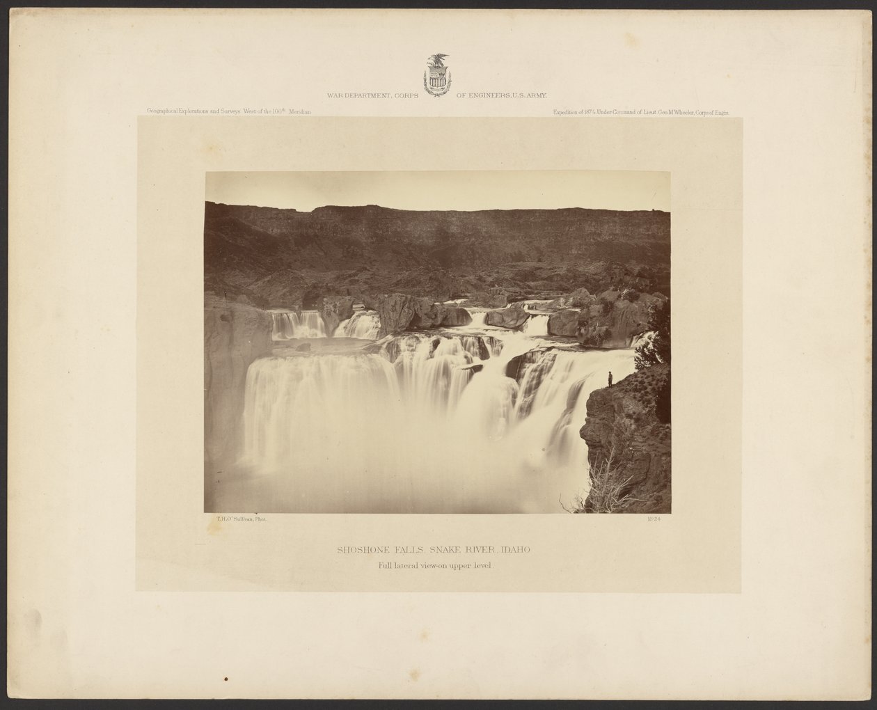 Shoshone Falls, Snake River, Idaho, boční pohled na horní patro od Timothy H. OSullivan