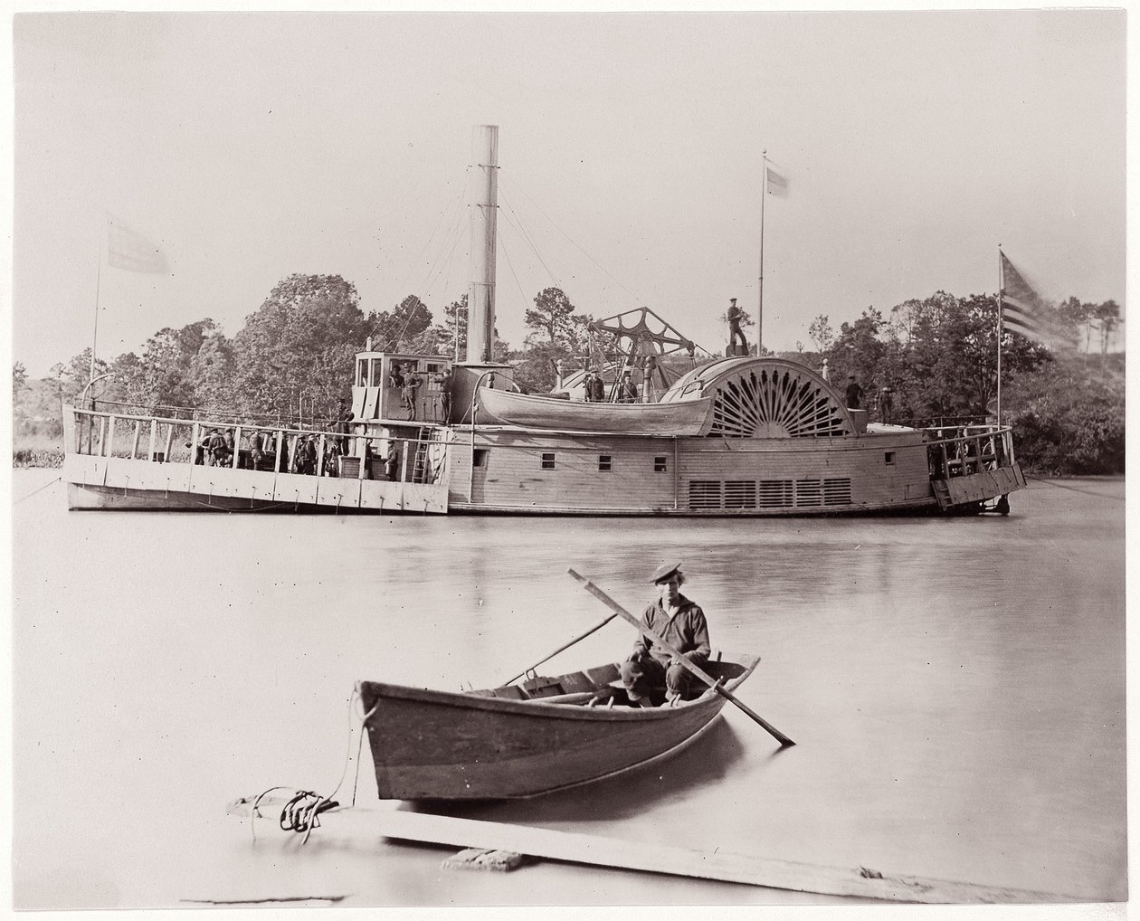 U.S. Gunboat, 1861-65 (stříbrný tisk alba ze skleněného negativu) od Timothy H. OSullivan