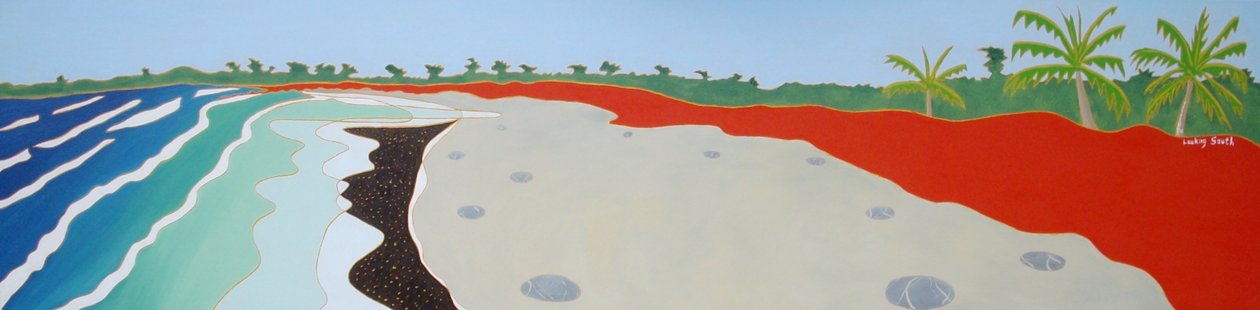 Pláž Dulan při pohledu na jih, 2010, olej na plátně od Timothy Nathan Joel